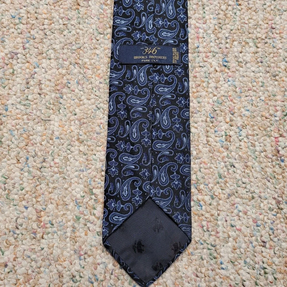 Brooks Brothers Tie Mens One Size Blue Black Paisley Silk 346 Necktie Business‎